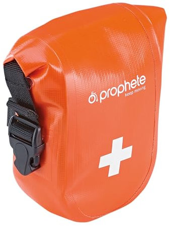 Prophete Fahrrad Erste Hilfe-Satteltasche, inkl. Verbandmaterial, Gr 4,5x20 cm, wasserdicht, mit Klettverschluss, rot
