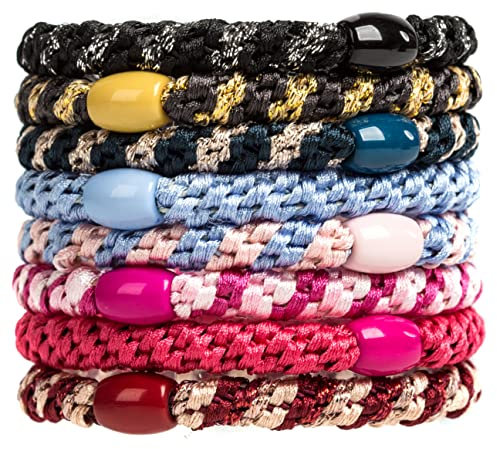 8Stück Haargummis für Mädchen, Packung mit 8 mehrfarbigen elastischen Bändern, Haarbänder, elastisch, Stilrichtung 9