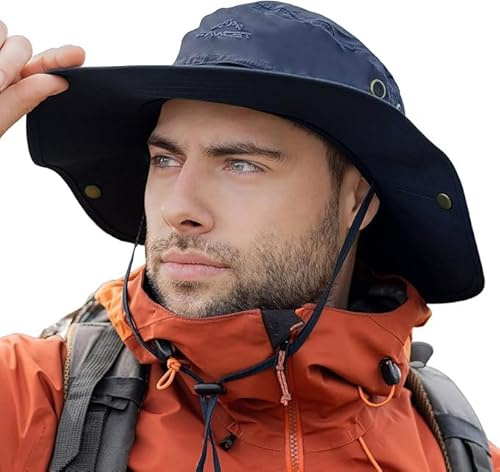 TOP-EX XL/XXL Sonnenhut Herren, Breiter Krempe UV Safari Hüte für Sommer Outdoor Wandern Angeln Spazieren, Wasserdicht & Winddicht Navy 63-66cm