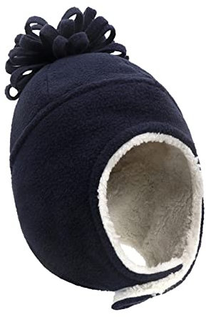 FLYIFE Winter Warme Mütze Zwei Warme Feste Winter- Und Kinderhandschuhe Mützen Fleecemützen Digger Jungen/Navy/M