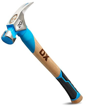 OX Pro 20oz/560g Milled Face Framing Hammer with Magnetic Nail Starter – Forged One Piece Steel Head, Straight Claw End, Curved American Hickory Handle with TPR Grip, OX-P087220