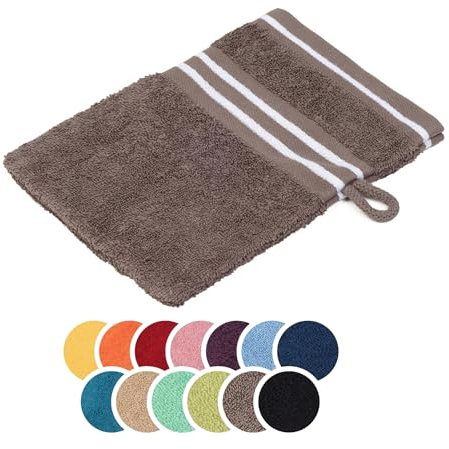liebling Waschhandschuh Baumwolle, Serie Santos, 500 gr. / m², 16 x 21 cm, Ökotex, 60 Grad, saugstark, schnelltrocknend, Farbe: Taupe