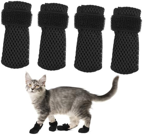 Milisten 4 Stück Katzenschuhe Katzensocken Katzen Anti-katzenkratzer Haustier Katzenzubehör Für Draußen Fäustlinge Katzenhandschuhe Zum Kratzen Schuhe Für Katzen Pfoten Polyester