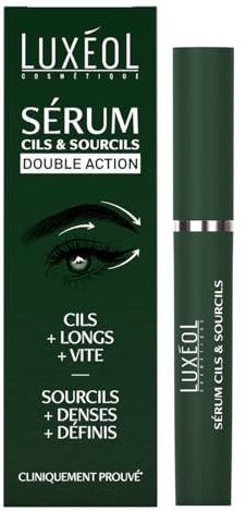 LUXÉOL - Sérum Cils & Sourcils - Double Action - Des Cils Plus Longs, Plus Volumineux, Plus Vite - Des Sourcils Plus Denses, Plus Définis - Cliniquement Prouvé - 10ml
