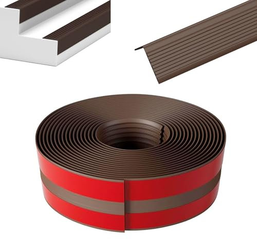 Stair Nosing Edge Profile, 2M/5M Self Adhesive Stair Nosing Strip, PVC L Shape Stair Edge Protection for Outdoor Indoor Stair (Brown, 2m X 7.3cm)