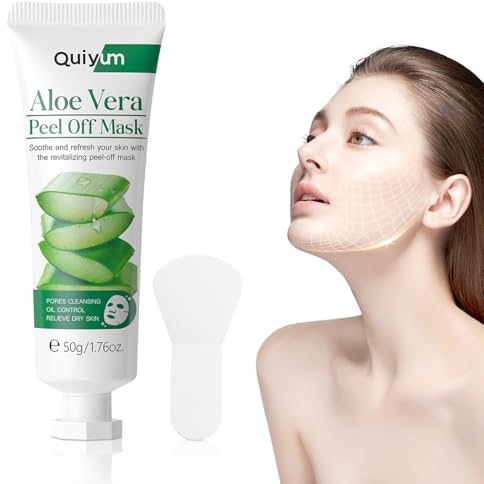 Aloe Vera Gesichtsmasken,Aloe Vera Peel Off Masken,50g Aloe Vera Gel Beruhigende Mask mit Make-up-Pinsel,Aloe Vera Hautpflege Set für alle Hauttypen