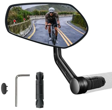 Homieway Bike Mirror for Handlebar, Bar End Bicycle Mirror, Anti-glare HD Glass Lens 360° Adjustable Rear View Mirror for E-bike, Mountain Bike, City Bikes & Scooter (Left 0.59-0.78)
