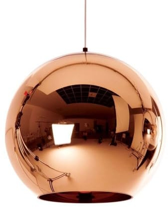 PTLYE Home Decoration Rose Gold Glass Ball Pendant Light with Mirror Finish Chrome Round Ball Hanging Light Modern Gold Ceiling Light Fixture Beside Bed Silver Chandelier for Kitchen Island Dining