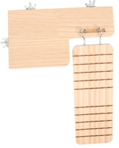 DINHEAROM Ponte Scala in Legno per Criceti e Piccoli Animali Domestici, Giocattolo da Appendere Ganci, Piattaforma in Legno Mordibile per Esercizio e Arrampicata in Gabbia