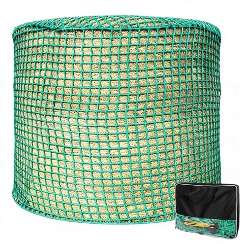 Filet à Foin Rond - Diamètre : 150 cm - Hauteur : 150 cm | Filet à nourriture à mailles serrées, Résistant à l'usure, Diamètre de la balle ronde, Dimensions des mailles : 4,5