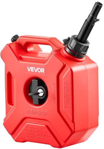 VEVOR Kraftstoffkanister 5 L, Benzinkanister mit Ausguss & verschließbarer Halterung, max. Durchflussrate 15 L/min, Flüssigkeitsbehälter für die meisten Autos, Motorräder, ATVs & UTVs, rot