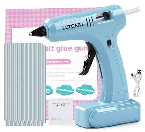 LetCart Smältlimspistol 40W med 30 limstavar 7x140 mm, Smältlimpistol med anti-läckage för reparation, hantverk, DIY, hem, hobby, kontor (Blå)