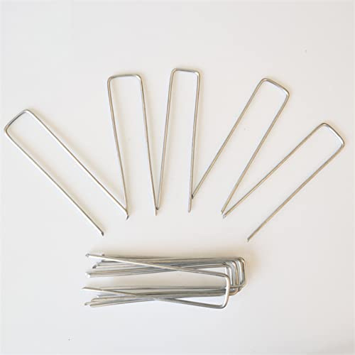 MasYosh Clavos para Césped Tipo U de Acero Galvanizado para Asegurar Cercas 50 Piezas de Estacas de Jardín a Prueba de óxido para Barrera contra Malezas, Clavos para Césped para Tela de Jardín, Tela