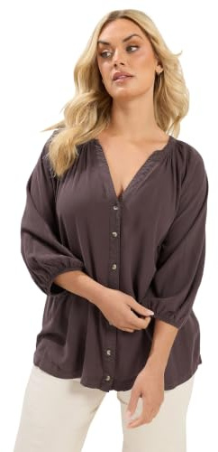 Yours Curve White Chambray Blouse - Women's - Plus Size Curve