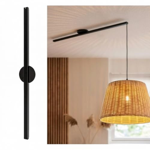 BARCELONA LED Sistema de Suspensión para Lámpara Colgante 90cm Negro Mate | Deslizamiento 80cm y Rotación 360° | Soporte Ajustable para Techo | Hasta 3kg | Descentrador para Lámparas Colgantes