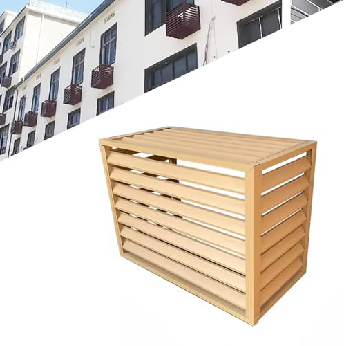 Utomhus värmepumpskydd 110 x 80 x 60 cm luftkonditionering integritet staket fristående Louvered design brusreducering och estetisk fasadskydd för 2 3 ton enheter