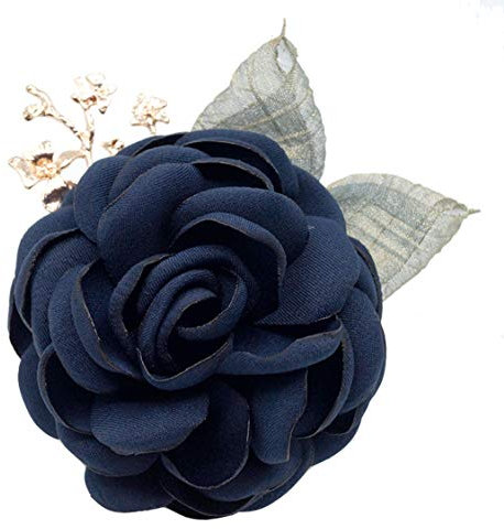 Cheerlife Fashion Elegant Haarclip Haarklipp Blumen Haarklammer Haarspange Ansteckblume Brosche Corsage Blumen Haarschmuck Dunkelblau