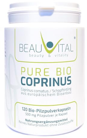 Pure Bio Coprinus Comatus organico puro 120 x 500mg capsule, da agricoltura biologica dell'UE