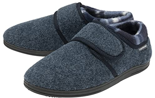 DUNLOP Velcro Fastening Slippers for Men Memory Foam | Orthapedic | Easy Close | House Bedroom Indoor (Navy, UK Footwear Size System, Adult, Men, Numeric, Medium, 10)