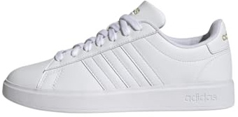 adidas Mujer Grand Court Cloudfoam Lifestyle Court Comfort Shoes, Cloud White/Cloud White/Gold Metallic, 38 2/3 EU