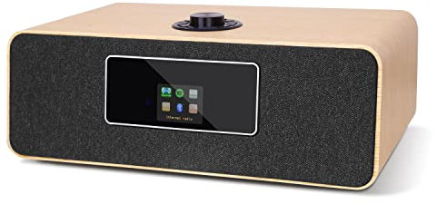 MS3 Radio Internet stéréo WiFi,Radio numérique Dab/Dab+et FM,Spotify Connect,Bluetooth,Boîte en Bois, Sortie Casque,Réveil,Présélections,Télécommande et App Control - chêne Blanc