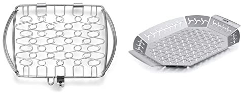 Grilling basket, Small, stainless steel, fits gas grills from Q 1000 series and up and 21.1cm charcoal grills and up & 6678 Premium grilling basket, Large, stainless steel, Mixed
