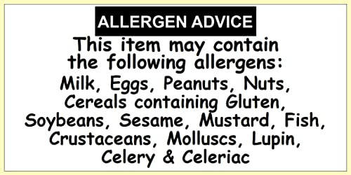 200 Allergen Advice Labels. Allergy warning stickers. Food Allergy labels 50 x 25mm. Allergy stickers