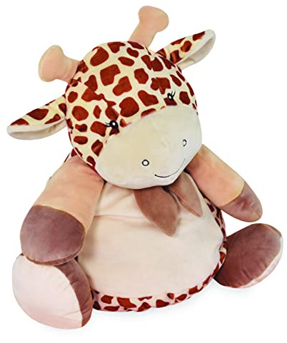 BABY NAT' - Range Pyjama Peluche Bébé Doudou Tikou Girafe 40cm - Range Pyjama Bébé dès la Naissance - Peluche Girafe de Rangement et Compagnon Câlin - Idée Cadeau Naissance Mixte - BN0745