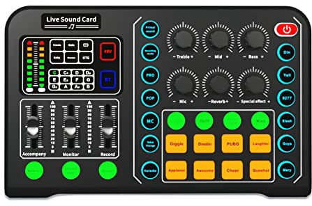 FIGGRITID M6 Live Sound Card Table de Mixage Audio Externe Mobile Changeur de Console de Mixage Prise en Charge du Microphone 48V