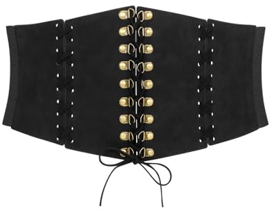 JasGood brett bälte Obi dam mode midjebälte för klänning, höftbälte läderbälte för kvinnor flickor, 01-Svart, Für Taillenumfang 118cm-132cm