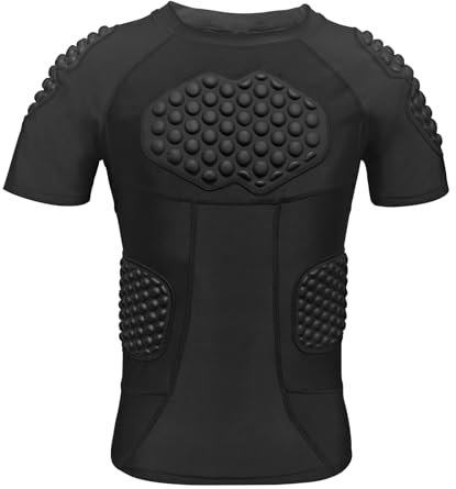 Topeter Padded Compression Shirt, Protective Gear Short Sleeve Shirts, Softball Chest Protector, Rib Protection Underwear XXL