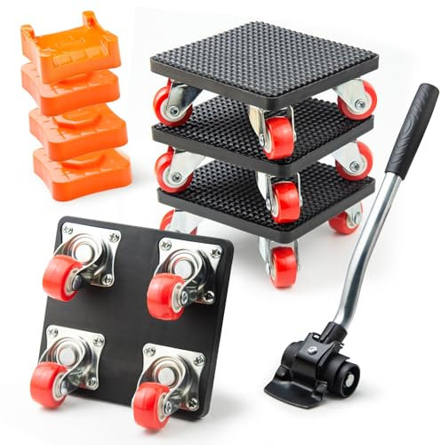 4 Stück Möbel Transportrollen Set mit Lastenheber für Umzug Schwere Möbel 400KG Rollen für Möbelheber,360 Grad drehbar RadsMöbelrollen Schwerlast mit möbelroller transportroller