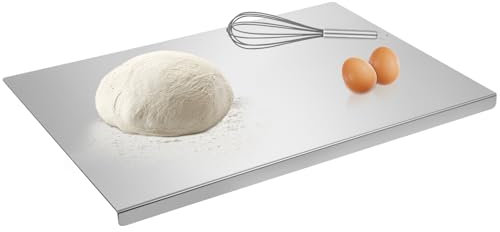 Tabla de cortar, tabla de cortar de acero inoxidable de gran tamaño para carne, frutas, verduras, pan y repostería (60 x 40 cm)