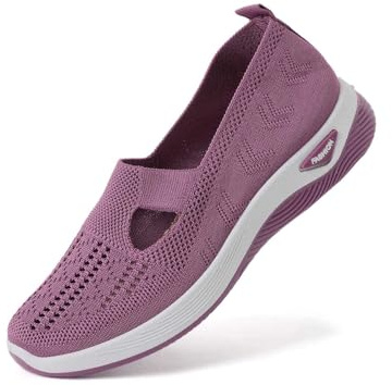 Zapatillas Ortopedicas Mujer Zapatos para Caminar Ortopedicos con Malla Calzado Verano Casual Zapatillas Ligero y Transpirable Zapatos Cómodas para Senderismo (Black, 36)