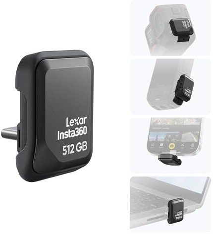 Unidad SSD portátil Quick Reader de 512 GB Insta360 - Memoria Externa USB-C para Insta360 Ace Pro 2, X5, X4 Air, iPhone, Android, Ordenador, co-desarrollado con Lexar para Creadores de Contenido