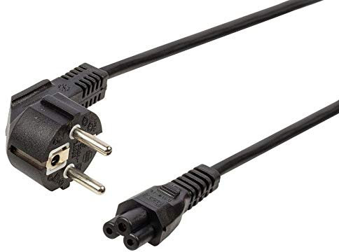 PremiumCord Topolino 230 V 2 m, Cavo di Alimentazione con Contatto di Messa a Terra Angolato su Presa C5, IEC 320, Cavo di Alimentazione PC a 3 Pin, Colore Nero