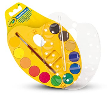 CRAYOLA - Set 12 Aquarellfarben mit Pinsel, Palette mit verschließbarem Deckel, kreative Beschäftigung für Kinder, 53-8434