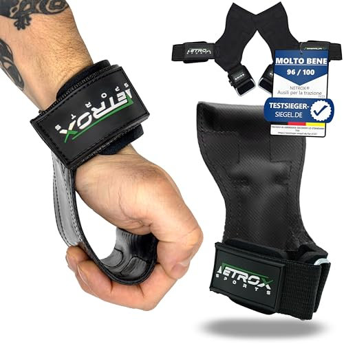 NetroxSports - Power Grips Fast Zughilfen für Krafttraining – Fitness Lifting Straps für Kreuzheben, Bodybuilding mit Handgelenkschutz - Grip Zughilfe, Zughilfen Gym, Griffhilfen Männer & Frauen