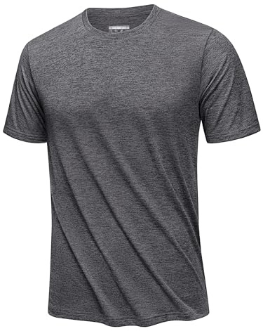 KEFITEVD Maglietta estiva da uomo a maniche corte da corsa, ad asciugatura rapida, top sportivi, magliette leggere per allenamento, grigio scuro, M