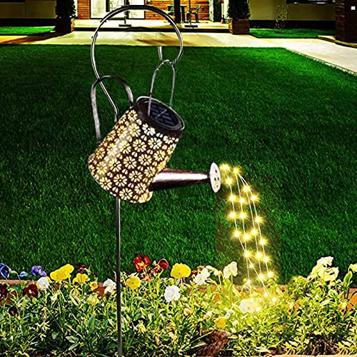 Yevheniy Solar Gießkanne im Freien wasserdicht, LED Solar Lichterkette Aussen Gartendeko für Wege, Hof, Rasen, Terrasse, Yard, Path dekoration (mit Schäferhaken)