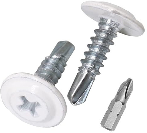 SKIR'CO - Tornillos autoperforantes (400 unidades, 4,2 x 16 mm, cabeza de armadura modificada Phillips, tornillo de chapa metálica, cabeza de oblea (400, blanco puro RAL 9010)