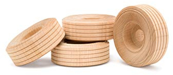 Mini Wood Wheels Treaded Style, 2 Inch Diameter, Pack of 12, for Crafts and DIY Car Models, by Woodpeckers