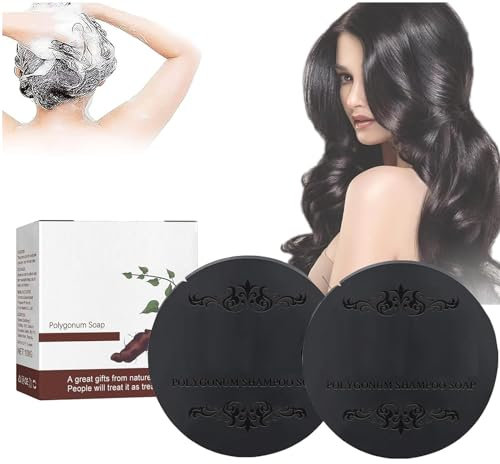 Pemarlis 100g*2PC Polygonum Multiflorum Shampoo Soap, Shampoo Solido Naturale, Hair Darkening Sapone per riparare capelli secchi danneggiati, Previene la Caduta dei Capelli