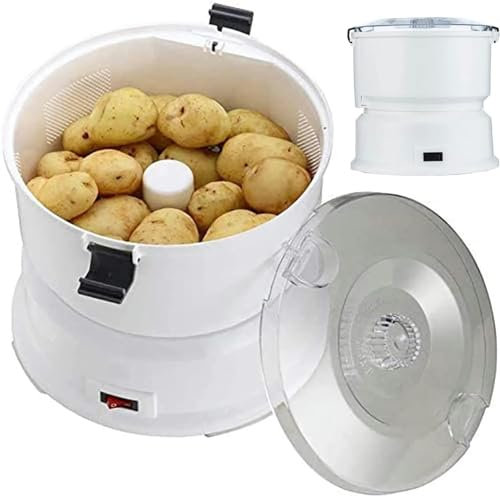 YAZGAN Éplucheur De Pommes De Terre Électrique avec 6 Lames en Acier Inoxydable, Machine À Éplucher Les Fruits Et Légumes Automatique À Un Bouton pour Pommes/Pommes De Terre/Carottes