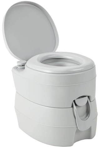 SPOTRAVEL 20L Portable Camping Toilet, Outdoor Flushing Toilet with Waste Tank, Flush Pump & Handles, Compact Emergency Commode Porta Potty for RV Travelling Hiking, 150KG Capacity (Grey)
