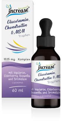 Glucosamina liposomiale, condroitina e MSM gocce ad alto dosaggio – (45.750 mg per confezione) 1525 mg per dose giornaliera con ialurone, Elderberry, Boswellia (incenso) e bromelina – Olio MCT