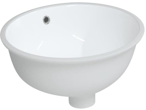 Einbauwaschbecken aus Keramik, Oval Waschbecken, Handwaschbecken, Einbaubecken, Aufsatzwaschbecken, Waschtisch, Hand Waschschale für Badezimmer & Gäste-WC, 38,5x33,5x19 cm
