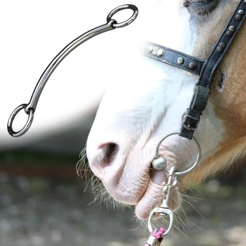 HEBEOT Mèche de poney en acier inoxydable de 11,4 cm pour cheval, mors à joues complètes, mors de poney pour chevaux avec coins de bouche sensibles