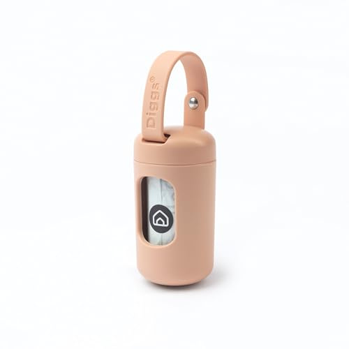 DIGGS Dog Poop Bag Dispenser for Leash - Premium Dog Waste Bag Holder with Easy One-Hand Dispensing (Blush)