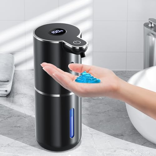 Fachixy Dispenser Sapone Automatico con Display Digitale, Touchless, Montaggio a Parete Dispenser Sapone Bagno, Ricaricabile, 380ml, IPX5 Impermeabile per Bagno, Cucina